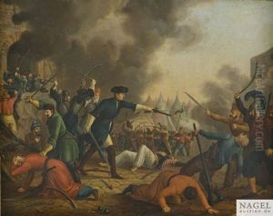 Erbitterter Kampf Zwischen Turken Und Den Kaiserlichen Truppen Vor Einem Turkischen Zeltlager by Johann Baptist Seele
