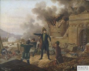 Marschall Ney Verteidigt Sich Mit Vier Offizieren Auf Dem Ruckzug Aus Russland Vor Dem Tore Von Kowno Gegen Ein Russisches Corps