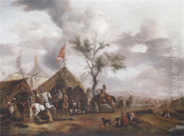 Cavalry Officers Taking Refreshment At An Encampment - view 1
