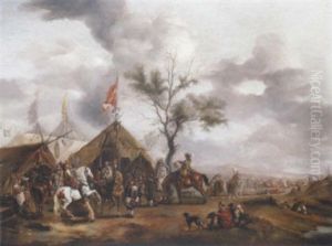 Cavalry Officers Taking Refreshment At An Encampment