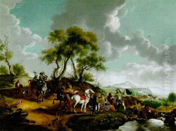 Gesellschaft Bei Der Falkenjagd - view 1