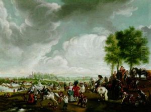 Zeltlager In Weiter Fluslandschaft by Johann Baptist Seele