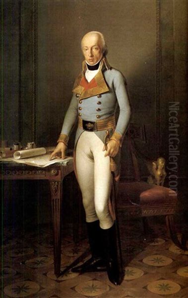 Portrait Of The Archduke Karl Pointing To A Military Plan On A Table - view 1