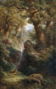 Rehe Am Waldbach by Gottfried Seelos