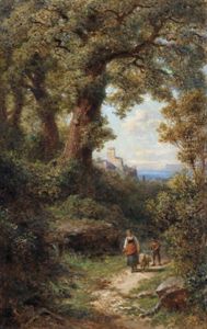 Am Heimweg, Im Hintergrund Ausblick Auf Eine Kustenlandschaft Am Heimweg, Im Hintergrund Ausblick Auf Eine Kustenlandschaft