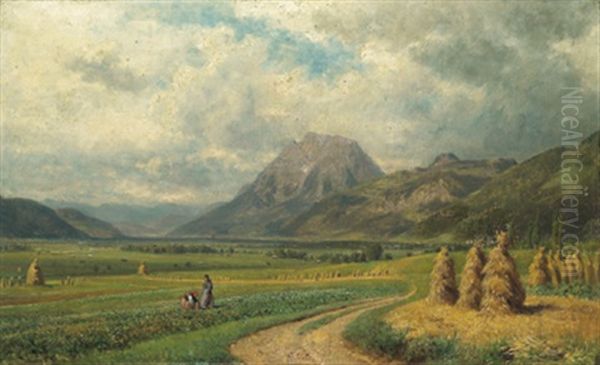 Zwei Frauen Am Feld Vor Weiter Landschaft - view 1