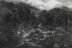 Landschaft Mit Gebirgsdorf by Gustav Seelos
