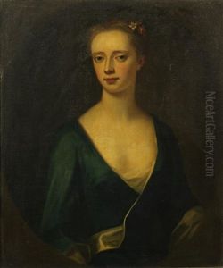 Portrait Of A Gentleman, Half-length, In A Red Coat; Portrait Of A Lady, Half-length, In A Blue Dress (a Pair) by Enoch Seeman