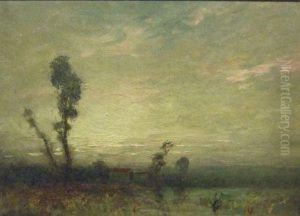 A Windswept Landscape At Sunset by George Boyle