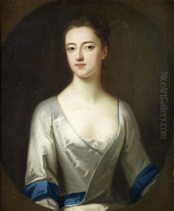 Portrait Of A Lady, Said To Be Lady Sarah Cowper, Bust-length, In A White Silk Dress And A Blue Wrap Portrait Of A Lady, Said To Be Lady Sarah Cowper, Bust-length, In A White Silk Dress And A Blue Wrap