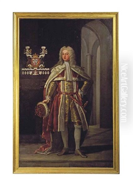 Portrait Of Thomas Fermor, 1st Earl Of Pomfret (1698-1753), Full-length, In Peer's Robes, In An Interior - view 1