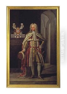 Portrait Of Thomas Fermor, 1st Earl Of Pomfret (1698-1753), Full-length, In Peer's Robes, In An Interior