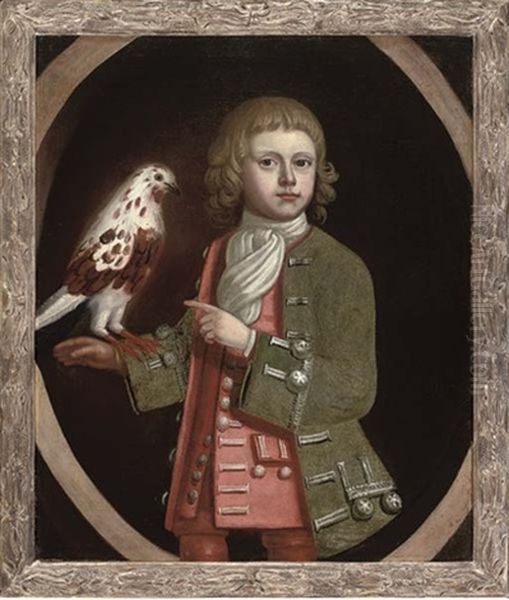Portrait Of A Young Boy In A Green Coat And Red Waistcoat, A Bird On His Arm - view 1