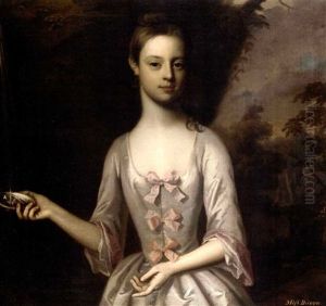 Portrait Of Miss Bacon (the Daughter Of Sir Edward Bacon, 4th Bt. Of Gillingham?) by Enoch Seeman