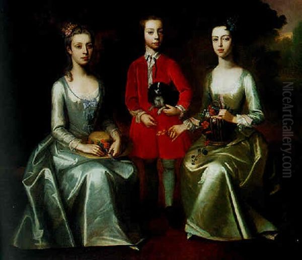 Portrait Of A Young Boy And His Two Sisters - view 1