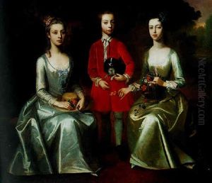 Portrait Of A Young Boy And His Two Sisters by Enoch Seeman
