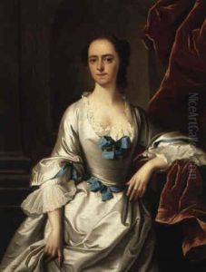 Portrait Of A Lady In An Ivory Silk Gown