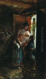 A Family Scene by Giovanni Segantini