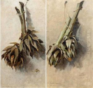 Pair Of Works: Carciofi by Giovanni Segantini