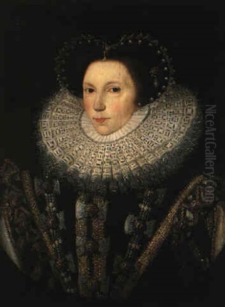 Portrait Of A Lady, Bust-length, In A Jewel-encrusted Dress And Ruff - view 1