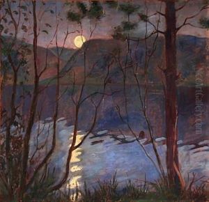 Norwegian Evening Atmosphere In Kvitseid With A Lurking Troll On The Water Surface by Severin Segelcke