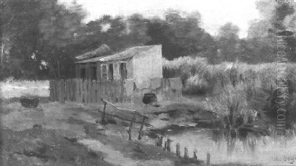 Eingezaunte Hutten An Einem Teich - view 1