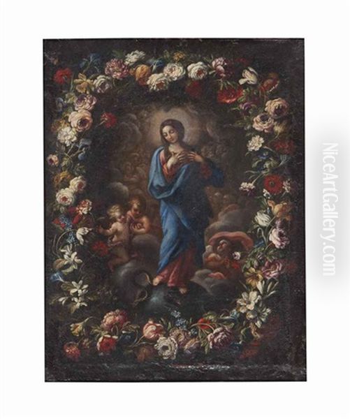 The Virgin And Child And Putti Surrounded By A Garland Of Flowers - view 1