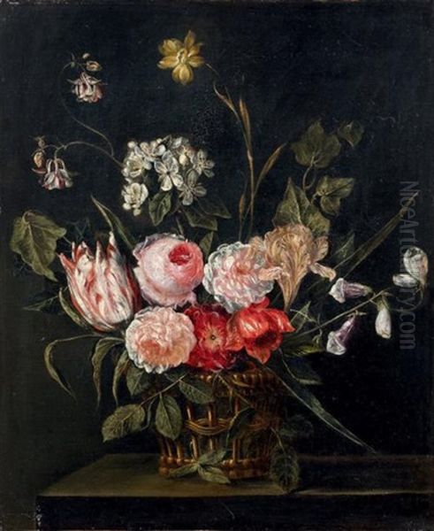 Corbeille De Fleurs Sur Un Entablement - view 1