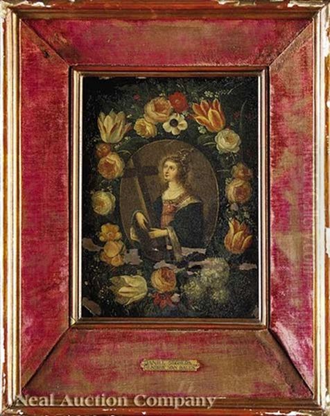 St. Helen And St. Catherine Of Siena Within Garlands Of Flowers (2 Works) - view 1