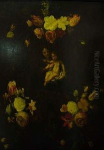 Guirlande De Fleurs Avec La Vierge A L'enfant by Daniel Seghers