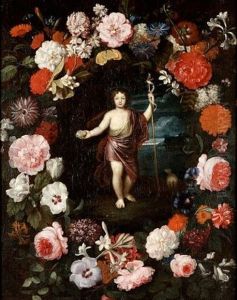 The Young Saint John The Baptist Within A Floral Surround by Daniel Seghers