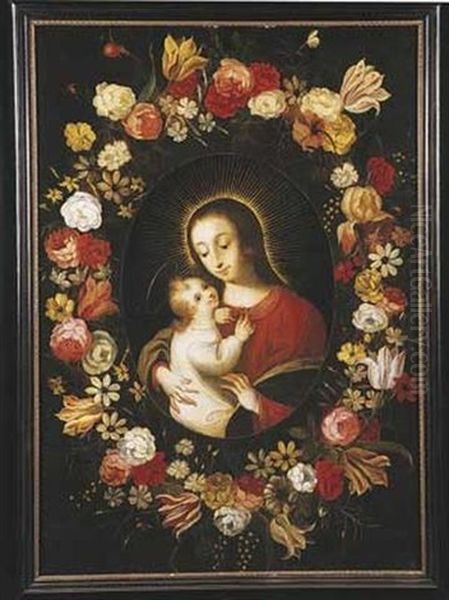 La Vierge A L'enfant Dans Une Guirlande De Fleurs - view 1