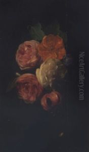A Tulip, Carnations, A Rose And Other Flowers In A Glass Vase A Tulip, Carnations, A Rose And Other Flowers In A Glass Vase