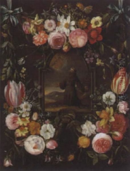 Franz Von Assisi Umgeben Von Blumengirlanden - view 1