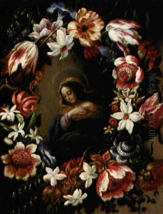 Madonna Omgivet Af Blomsterkrans