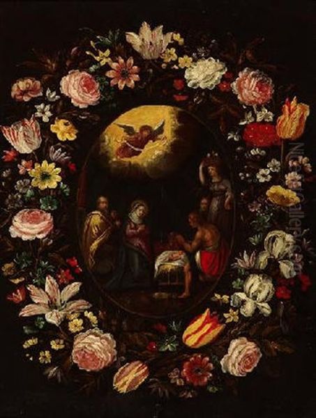Anbetung Der Hirten In Einem Blumenkranz - view 1