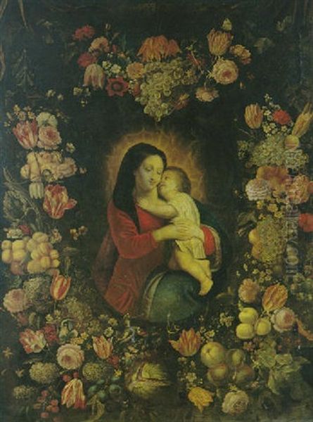 Madonna Mit Kind In Blumen- Und Fruchtenguirlande - view 1