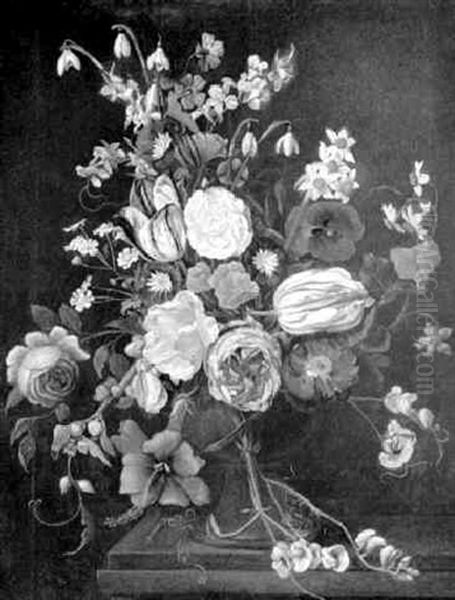 Still Life Of Tulips, Roses And Wildflowers - view 1