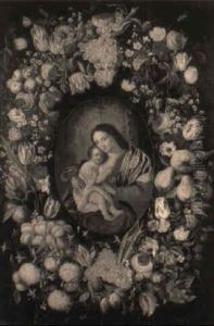 A Wreath Of Flowers Encirling The Virgin And Child by Daniel Seghers