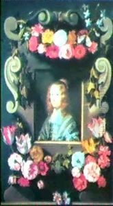Barockkartusche Mit Drei Blumengirlanden