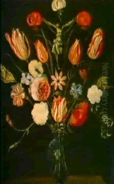 Ein Blumenstrauss In Einer Vase Mit Dem Gekreuzigten - view 1