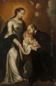 Saint Ignace De Loyola, L'enfant Jesus Et La Vierge by Gerard Seghers