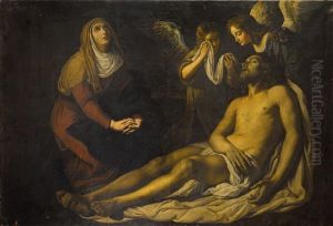 The Lamentation Of Christ With The Virgin And Two Angels