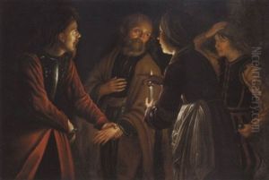 Natligt Sceneri Med Peters Fornaegtelse by Gerard Seghers