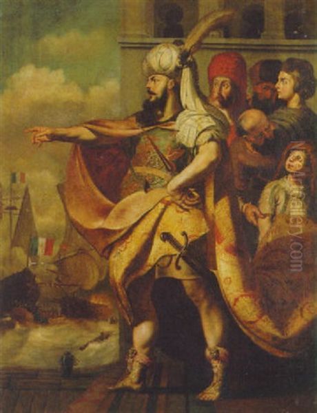 A Turkish Sultan Directing A Naval Battle - view 1