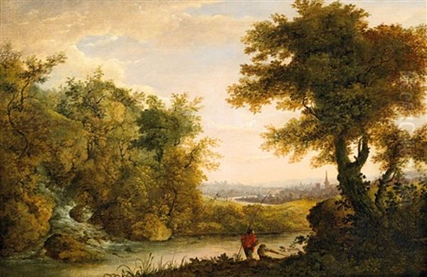 Flusslandschaft Mit Anglern - view 1