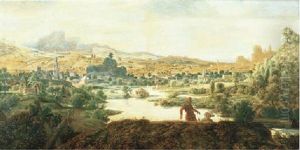 An Extensive View Of A Valley, With A Town By A River And Mountains Beyond An Extensive View Of A Valley, With A Town By A River And Mountains Beyond
