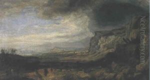 Weitte Felsige Landschaft Bei Aufkommendem Gewitter Weitte Felsige Landschaft Bei Aufkommendem Gewitter