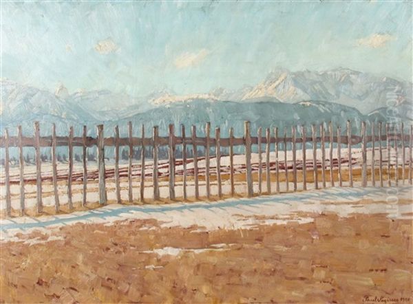 Winterlandschaft Mit Holzgatter In Den Allgauer Alpen - view 1