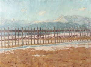 Winterlandschaft Mit Holzgatter In Den Allgauer Alpen by Paul Segisser